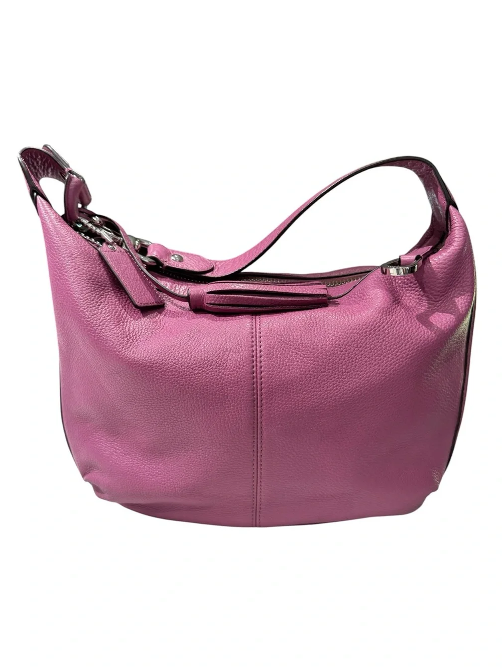COACH Avery Hobo Purple Bag Pebbled Leather Silver Hardware F23960